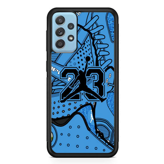 Air Jordan Blue World Samsung Galaxy A72 Case-Rubber Black (2D Case)-Oxvistore