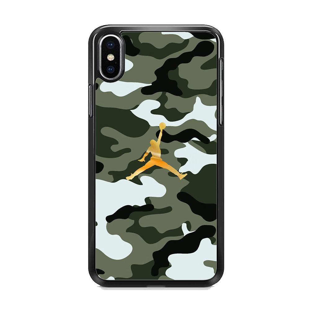 Air Jordan Camo Forest Beast iPhone XS MAX Case-Rubber Black (2D Case)-Oxvistore