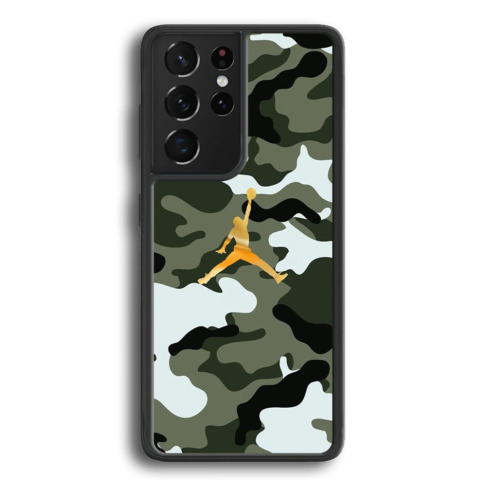 Air Jordan Camo Forest Beast Samsung Galaxy S24 Ultra Case-Rubber Black (2D Case)-Oxvistore