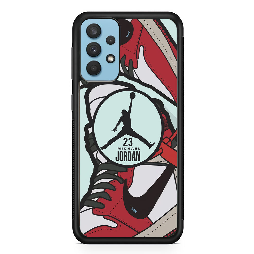 Air Jordan Circle in Collaboration Samsung Galaxy A32 Case-Rubber Black (2D Case)-Oxvistore
