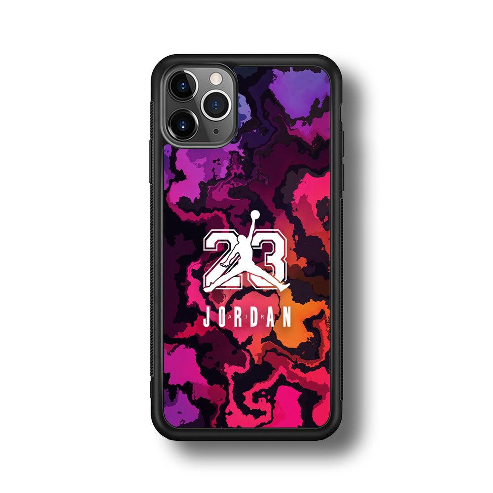 Air Jordan Colorful Smoke iPhone 11 Pro Case-Rubber Black (2D Case)-Oxvistore