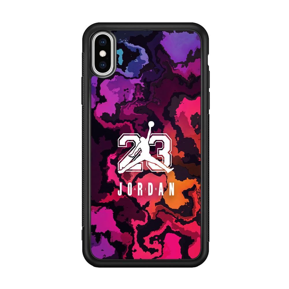 Air Jordan Colorful Smoke iPhone Xs Max Case-Rubber Black (2D Case)-Oxvistore