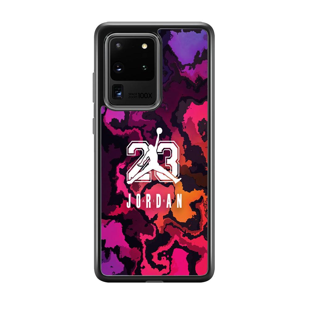 Air Jordan Colorful Smoke Samsung Galaxy S20 Ultra Case-Rubber Black (2D Case)-Oxvistore