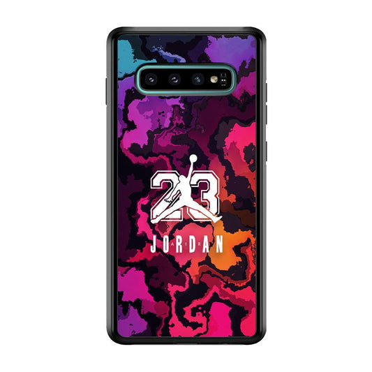 Air Jordan Colorful Smoke Samsung Galaxy S10 Case-Rubber Black (2D Case)-Oxvistore