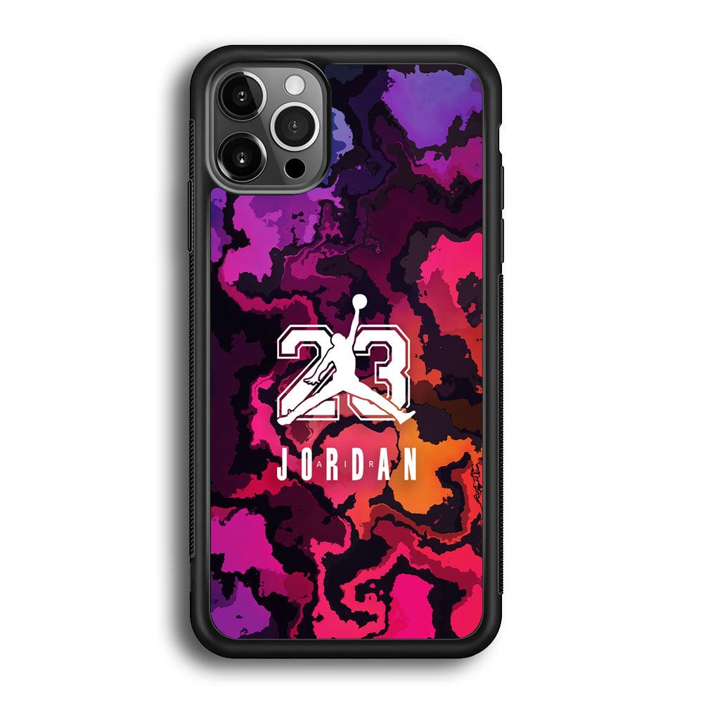 Air Jordan Colorful Smoke iPhone 12 Pro Case-Rubber Black (2D Case)-Oxvistore