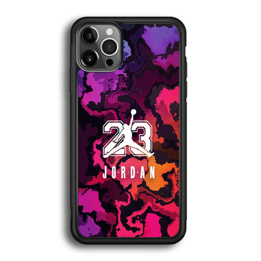 Air Jordan Colorful Smoke iPhone 12 Pro Case-Rubber Black (2D Case)-Oxvistore