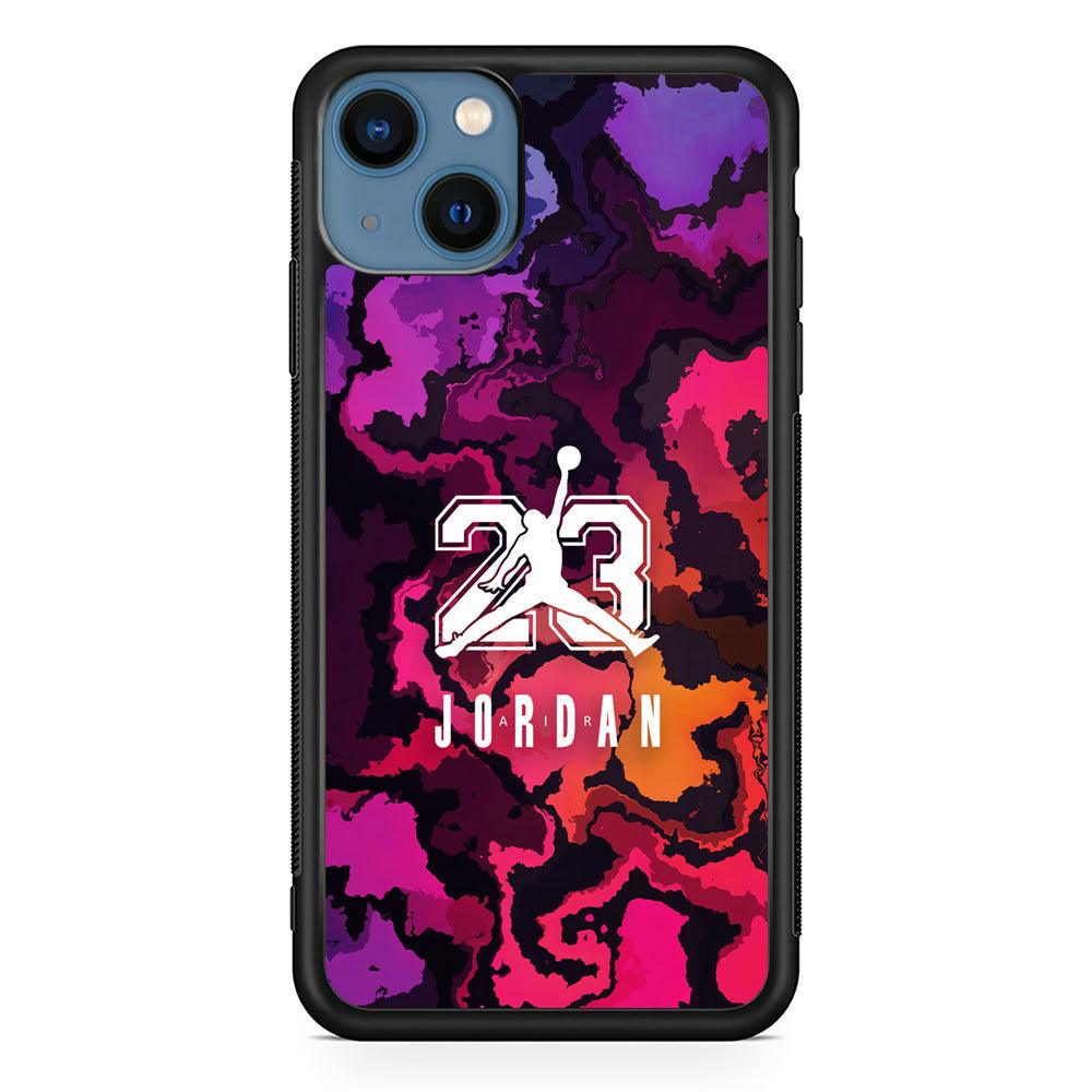 Air Jordan Colorful Smoke iPhone 14 Case-Rubber Black (2D Case)-Oxvistore