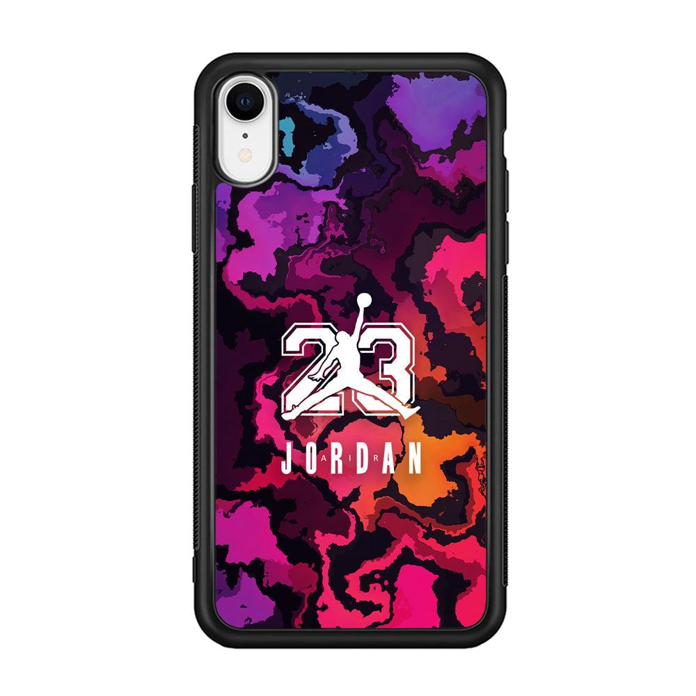 Air Jordan Colorful Smoke iPhone XR Case-Rubber Black (2D Case)-Oxvistore