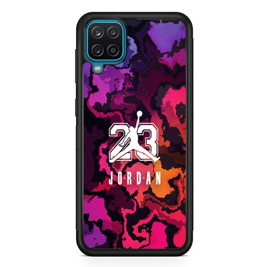 Air Jordan Colorful Smoke Samsung Galaxy A12 Case-Rubber Black (2D Case)-Oxvistore