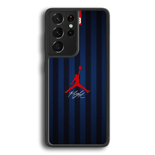 Air Jordan Deep Blue Art Line Samsung Galaxy S22 Ultra Case-Rubber Black (2D Case)-Oxvistore