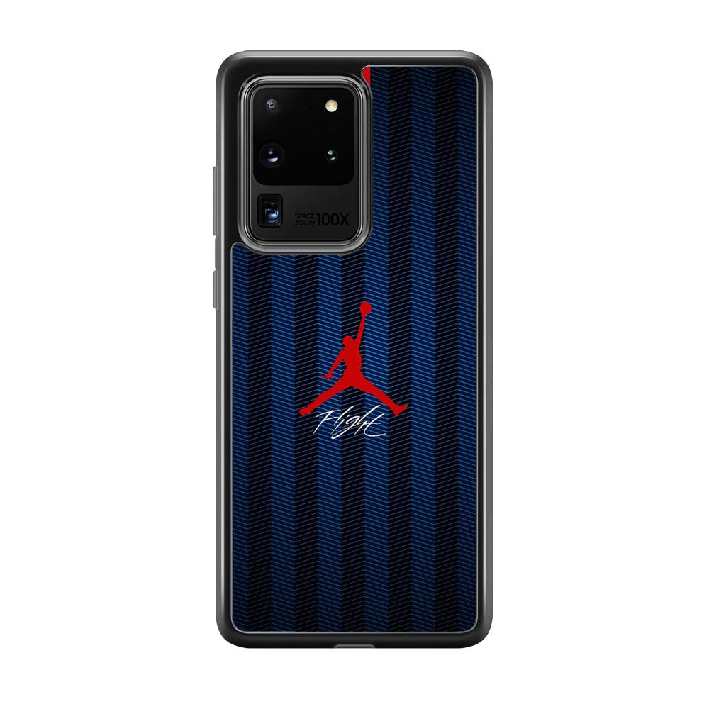 Air Jordan Deep Blue Art Line Samsung Galaxy S20 Ultra Case-Rubber Black (2D Case)-Oxvistore