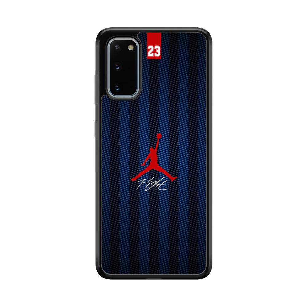 Air Jordan Deep Blue Art Line Samsung Galaxy S20 Case-Rubber Black (2D Case)-Oxvistore