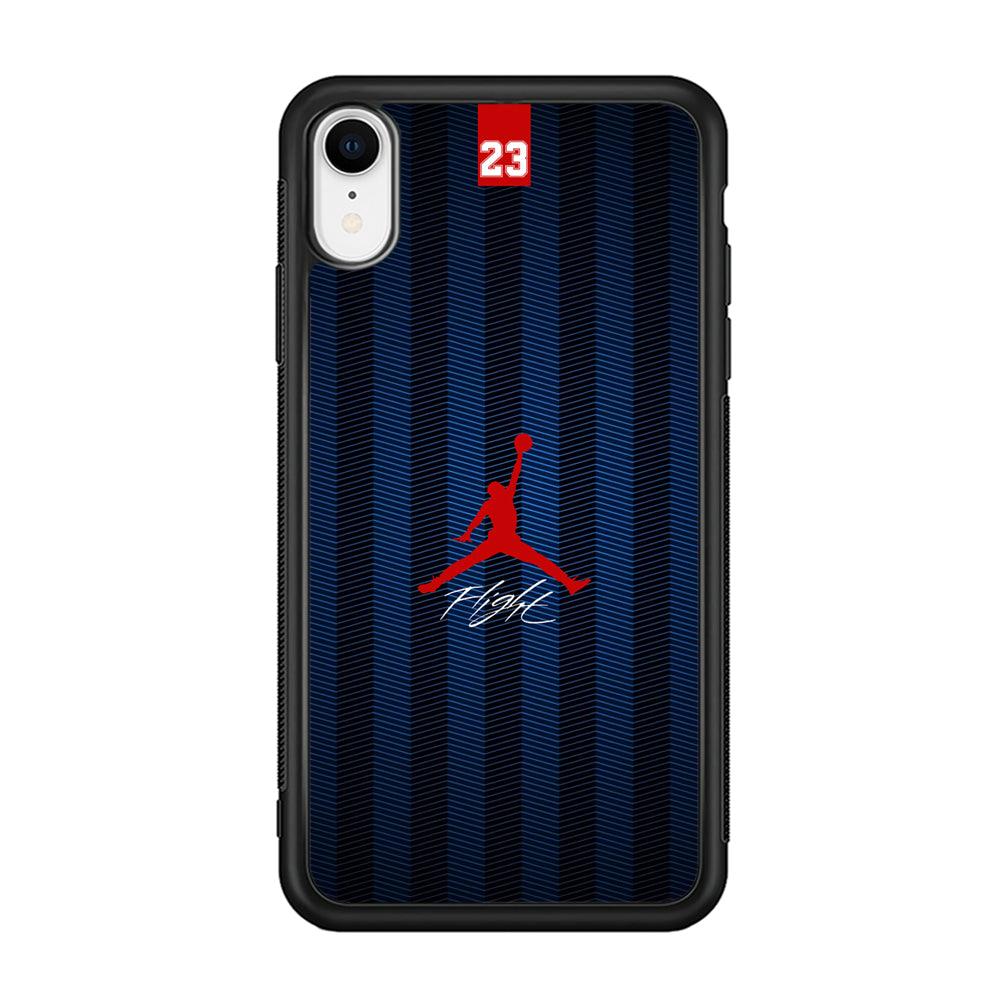 Air Jordan Deep Blue Art Line iPhone XR Case-Rubber Black (2D Case)-Oxvistore