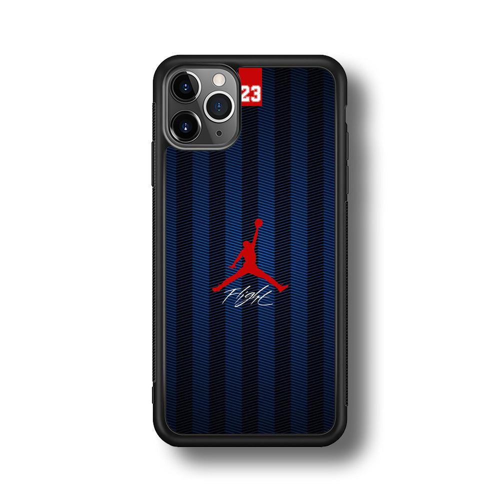 Air Jordan Deep Blue Art Line iPhone 11 Pro Max Case-Rubber Black (2D Case)-Oxvistore