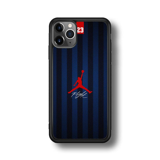 Air Jordan Deep Blue Art Line iPhone 11 Pro Max Case-Rubber Black (2D Case)-Oxvistore