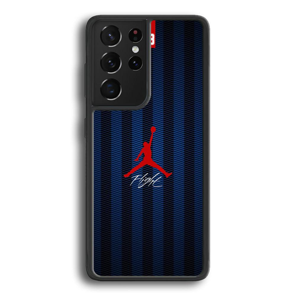 Air Jordan Deep Blue Art Line Samsung Galaxy S24 Ultra Case-Rubber Black (2D Case)-Oxvistore