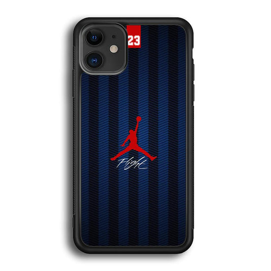 Air Jordan Deep Blue Art Line iPhone 11 Case-Rubber Black (2D Case)-Oxvistore