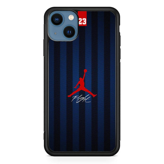 Air Jordan Deep Blue Art Line iPhone 14 Case-Rubber Black (2D Case)-Oxvistore
