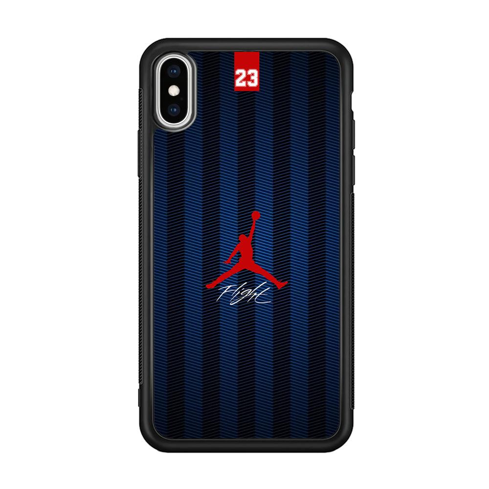 Air Jordan Deep Blue Art Line iPhone Xs Max Case-Rubber Black (2D Case)-Oxvistore