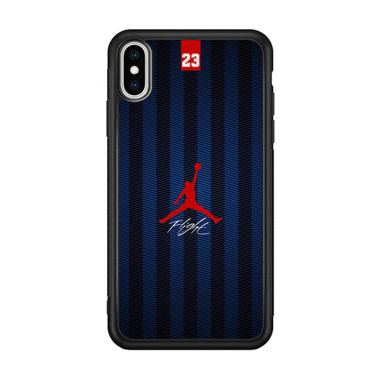 Air Jordan Deep Blue Art Line iPhone Xs Max Case-Rubber Black (2D Case)-Oxvistore