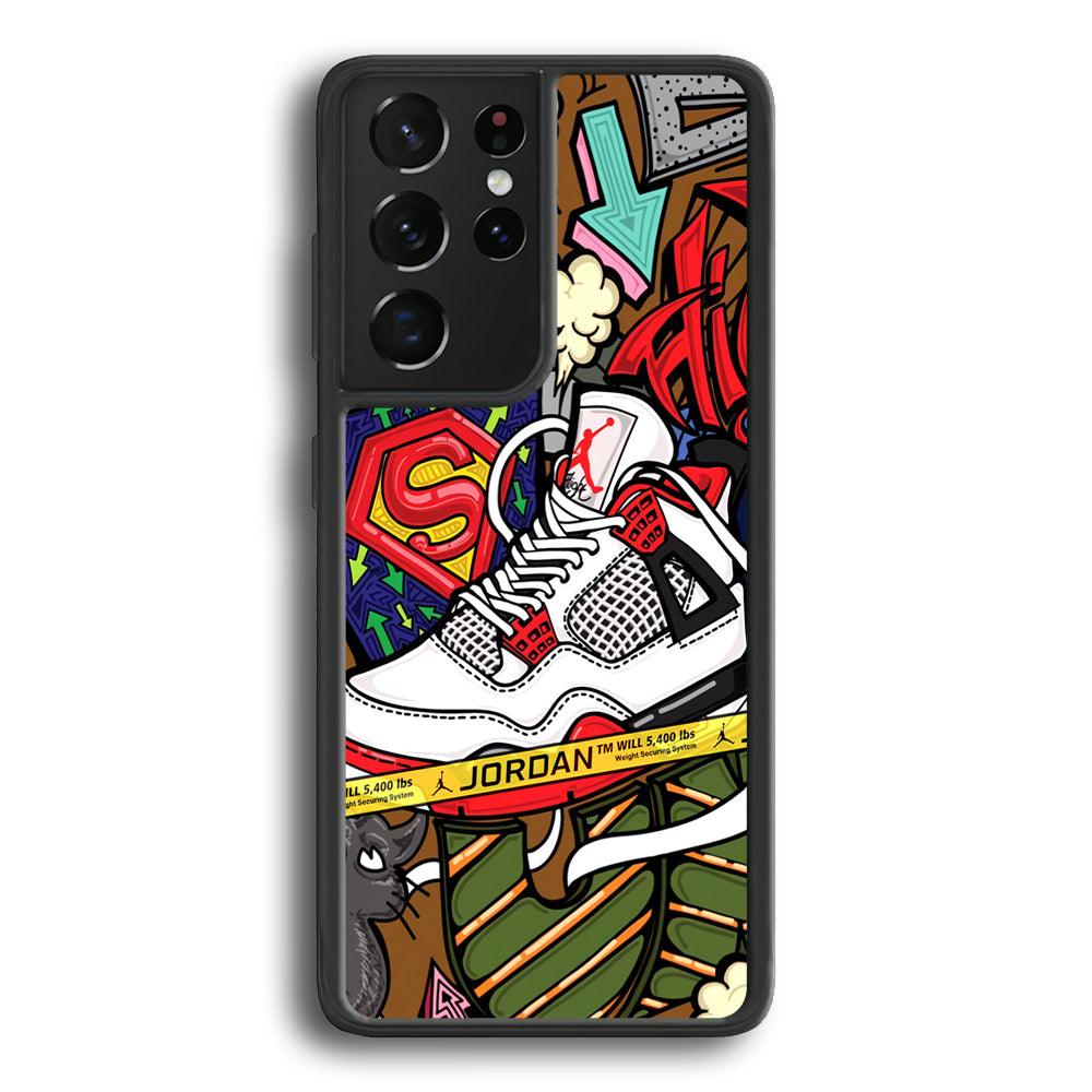 Air Jordan Doodle Board Samsung Galaxy S22 Ultra Case-Rubber Black (2D Case)-Oxvistore