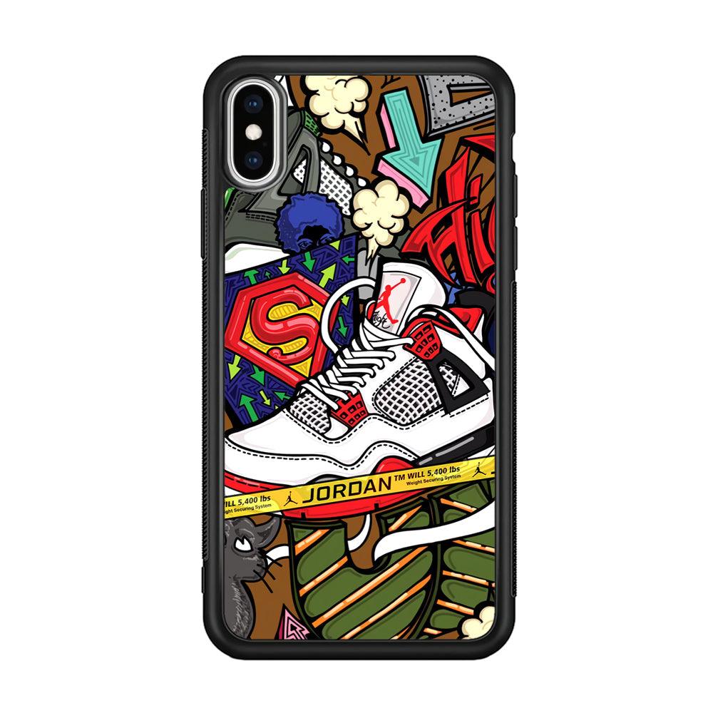 Air Jordan Doodle Board iPhone Xs Max Case-Rubber Black (2D Case)-Oxvistore
