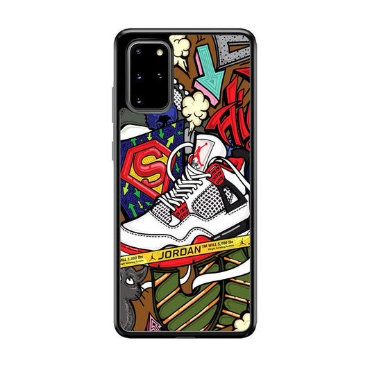 Air Jordan Doodle Board Samsung Galaxy S20 Plus Case-Rubber Black (2D Case)-Oxvistore