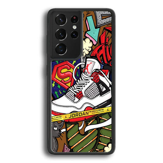 Air Jordan Doodle Board Samsung Galaxy S21 Ultra Case-Rubber Black (2D Case)-Oxvistore