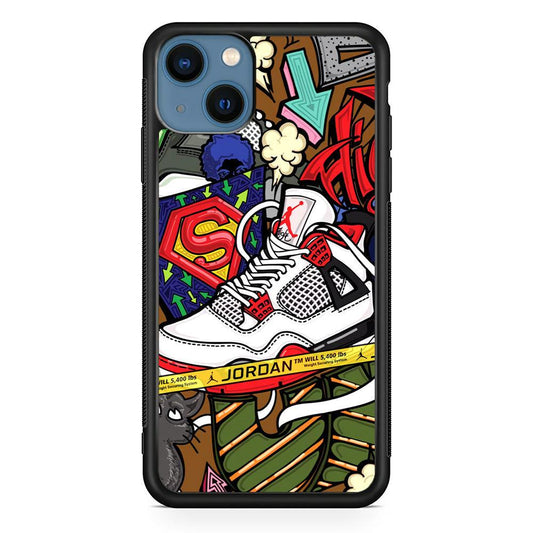 Air Jordan Doodle Board iPhone 14 Plus Case-Rubber Black (2D Case)-Oxvistore