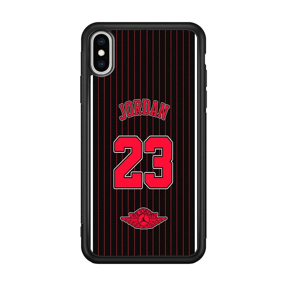 Air Jordan Emblem on Jersey iPhone Xs Max Case-Rubber Black (2D Case)-Oxvistore