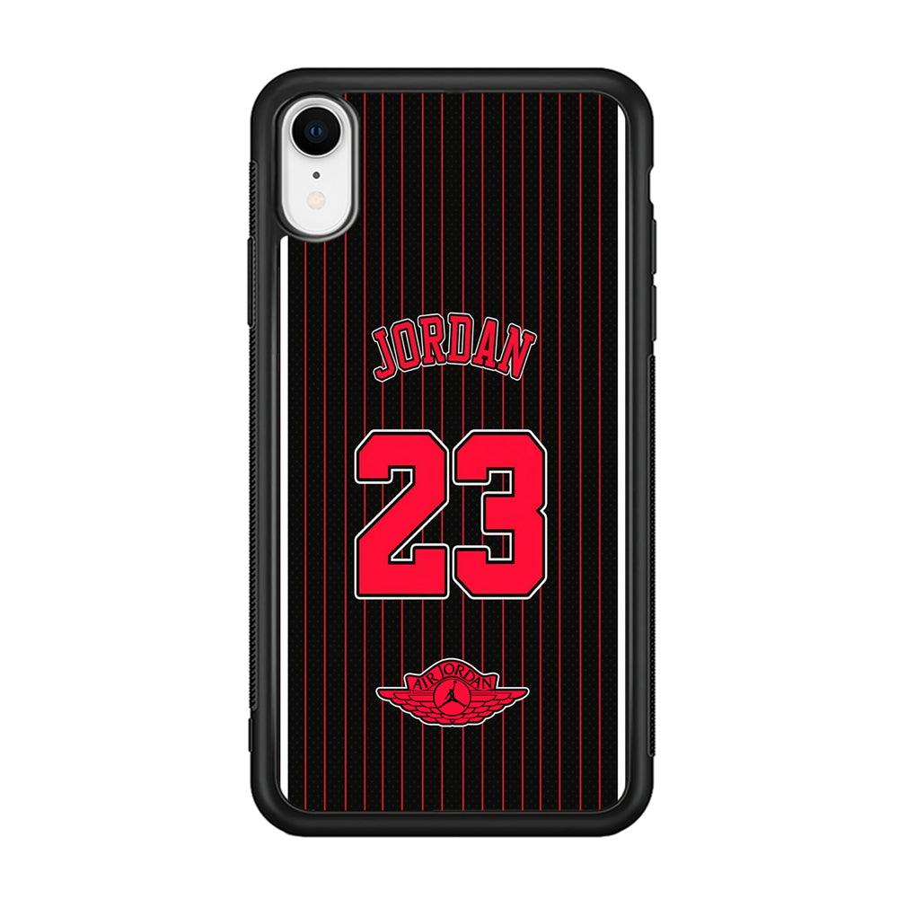 Air Jordan Emblem on Jersey iPhone XR Case-Rubber Black (2D Case)-Oxvistore