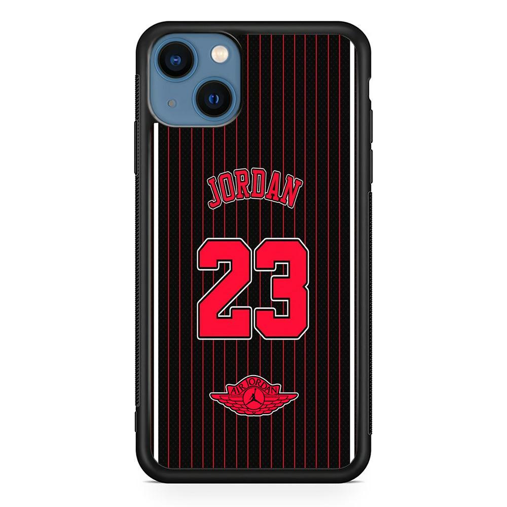 Air Jordan Emblem on Jersey iPhone 14 Case-Rubber Black (2D Case)-Oxvistore
