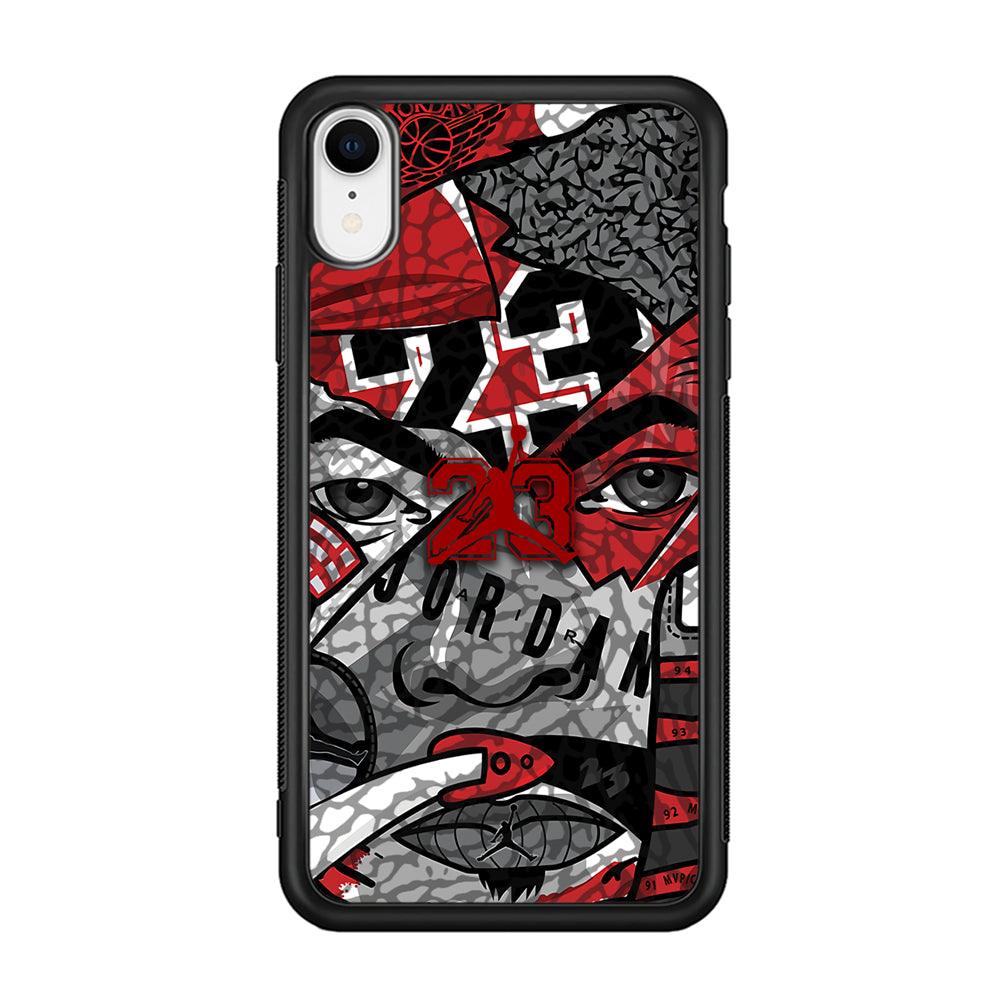 Air Jordan Face Without Mask iPhone XR Case-Rubber Black (2D Case)-Oxvistore