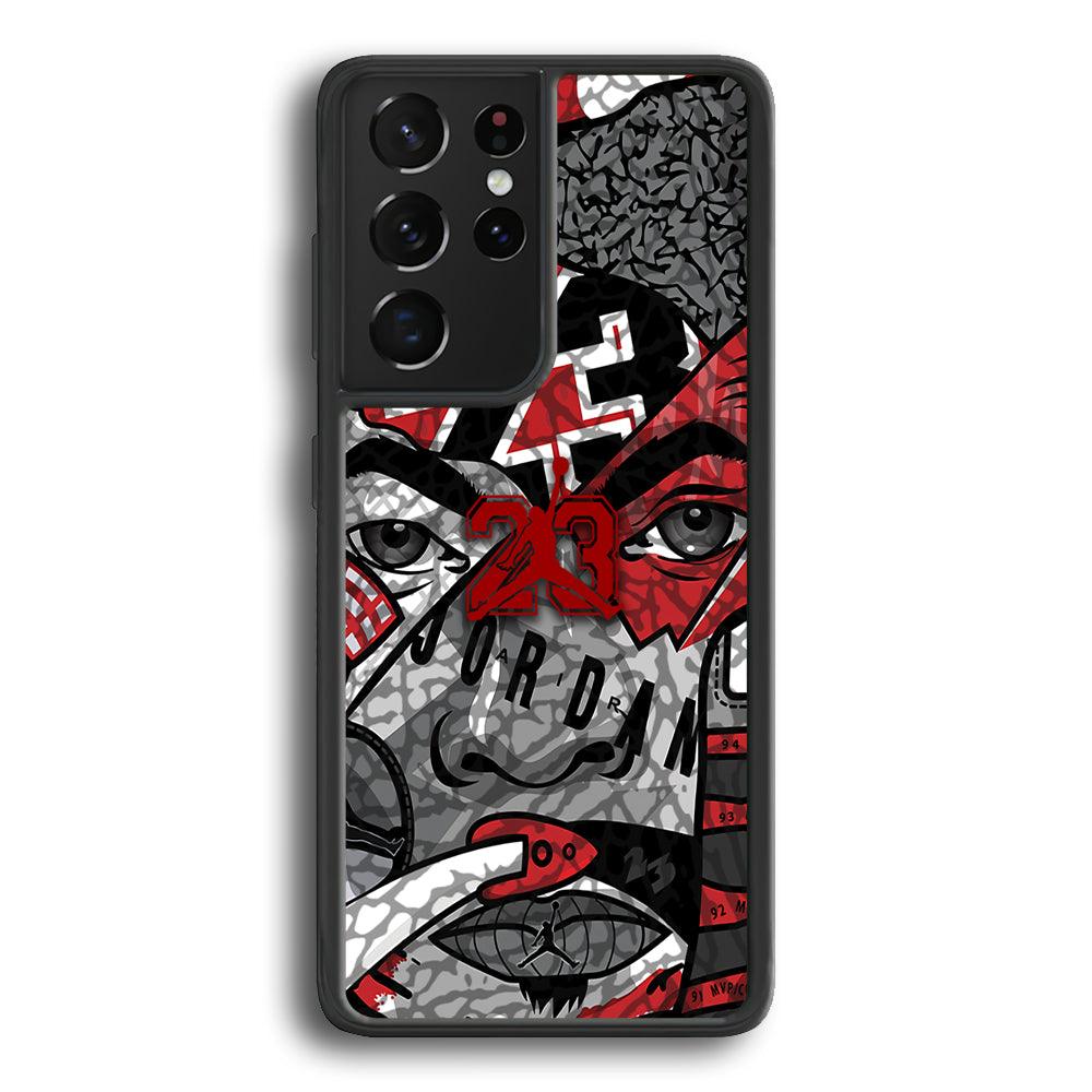 Air Jordan Face Without Mask Samsung Galaxy S21 Ultra Case-Rubber Black (2D Case)-Oxvistore