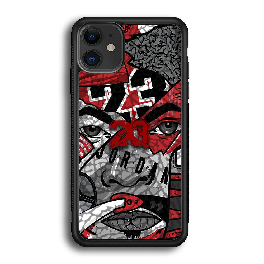 Air Jordan Face Without Mask iPhone 12 Case-Rubber Black (2D Case)-Oxvistore
