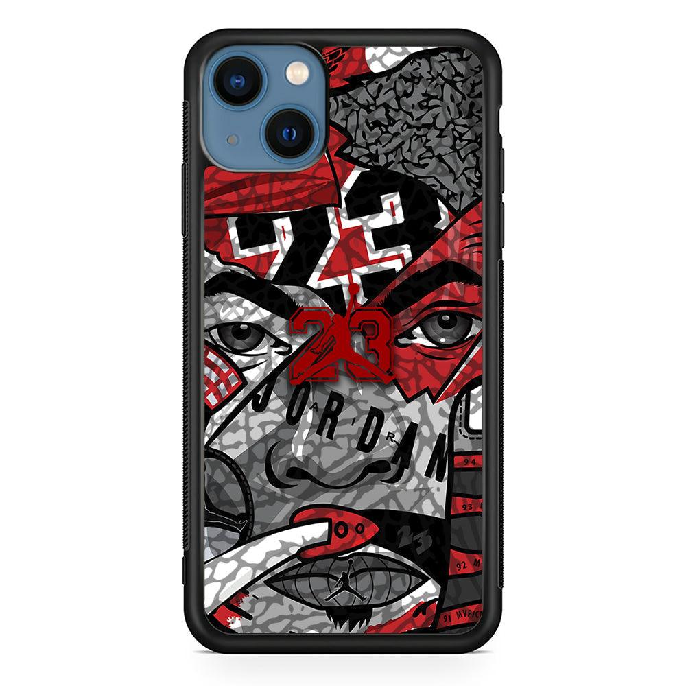Air Jordan Face Without Mask iPhone 15 Case-Rubber Black (2D Case)-Oxvistore