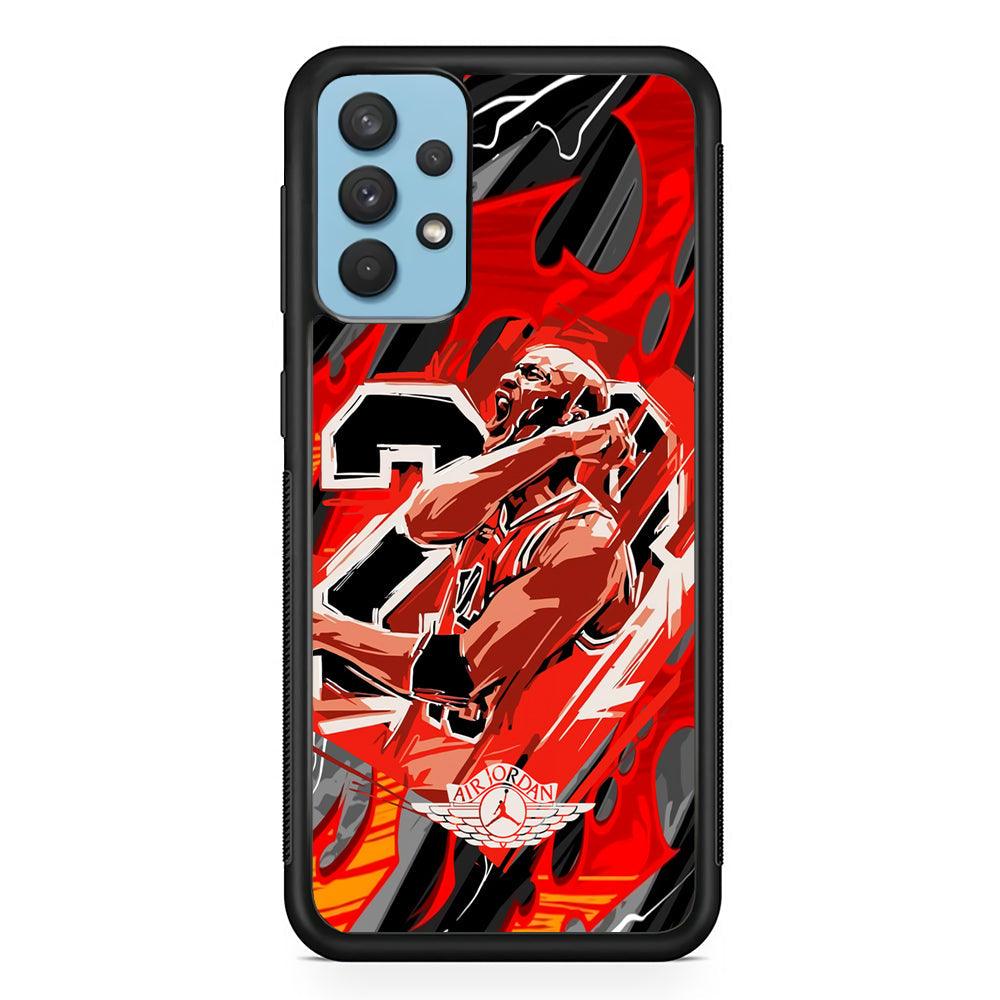 Air Jordan Flaming Spirit Samsung Galaxy A32 Case-Rubber Black (2D Case)-Oxvistore
