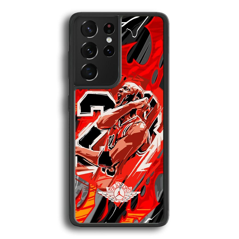 Air Jordan Flaming Spirit Samsung Galaxy S24 Ultra Case-Rubber Black (2D Case)-Oxvistore