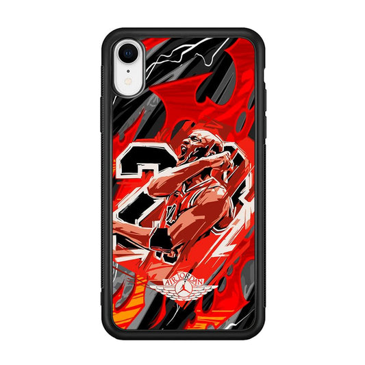 Air Jordan Flaming Spirit iPhone XR Case-Rubber Black (2D Case)-Oxvistore