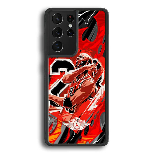 Air Jordan Flaming Spirit Samsung Galaxy S23 Ultra Case-Rubber Black (2D Case)-Oxvistore
