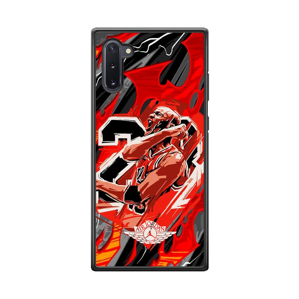 Air Jordan Flaming Spirit Samsung Galaxy Note 10 Case-Rubber Black (2D Case)-Oxvistore