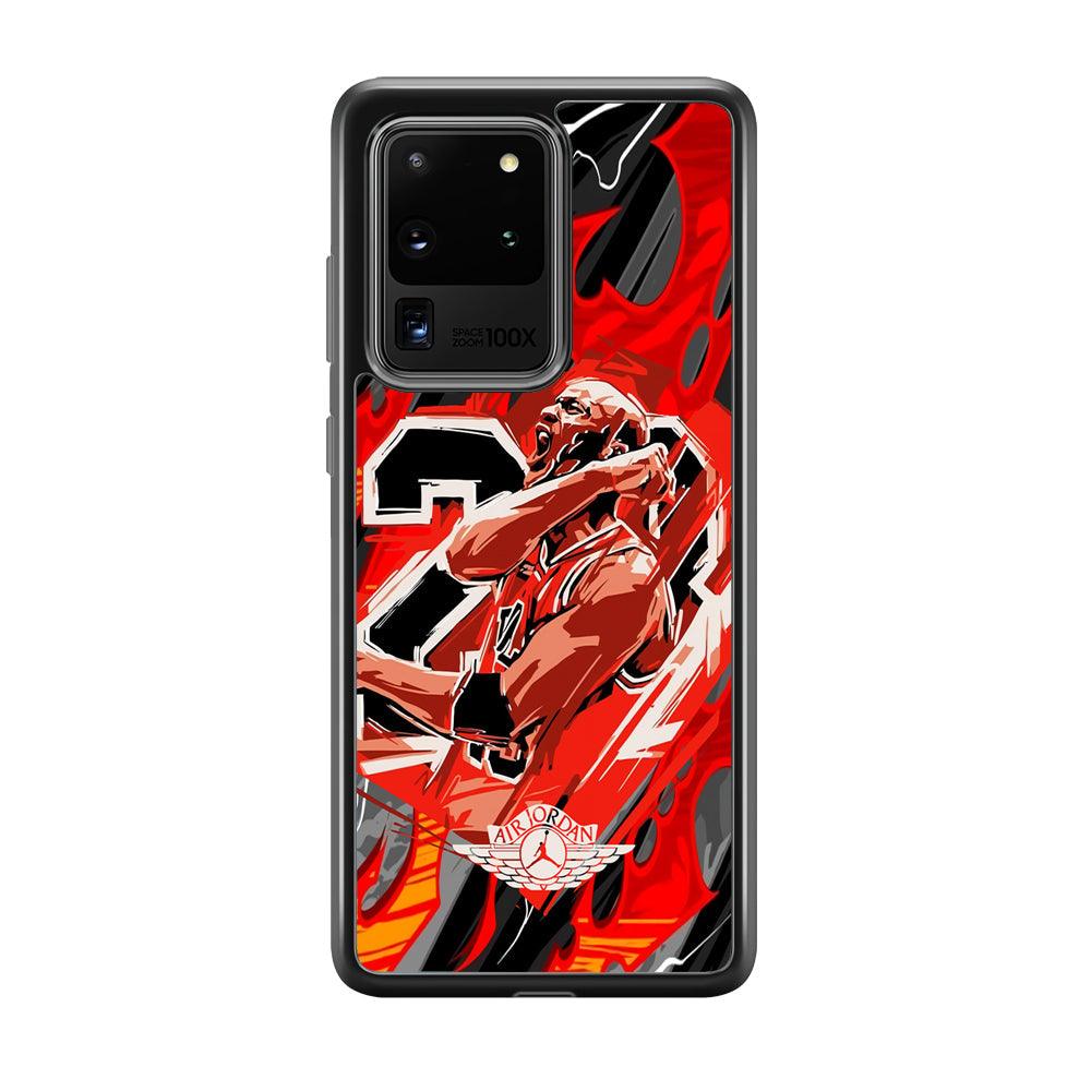 Air Jordan Flaming Spirit Samsung Galaxy S20 Ultra Case-Rubber Black (2D Case)-Oxvistore