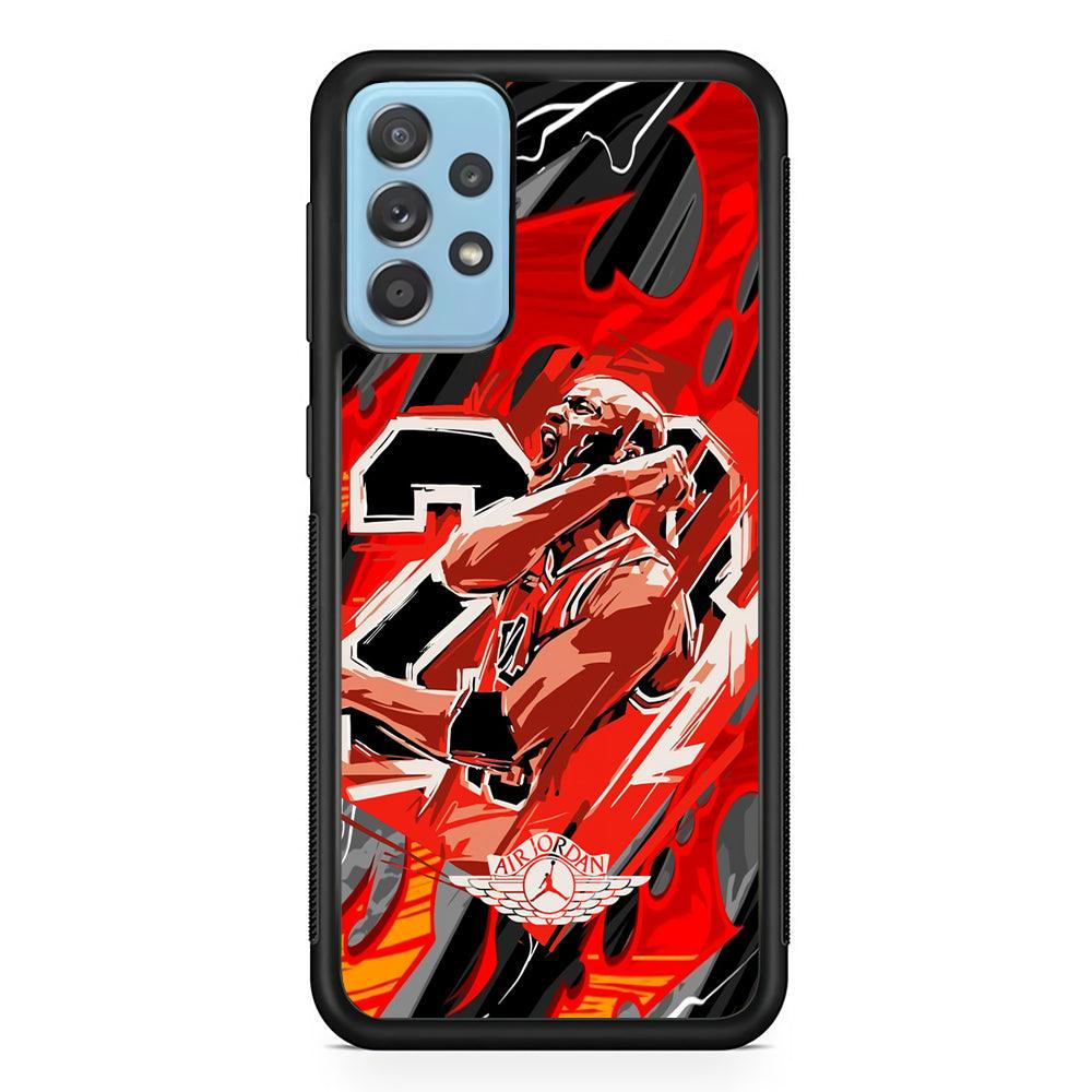 Air Jordan Flaming Spirit Samsung Galaxy A72 Case-Rubber Black (2D Case)-Oxvistore