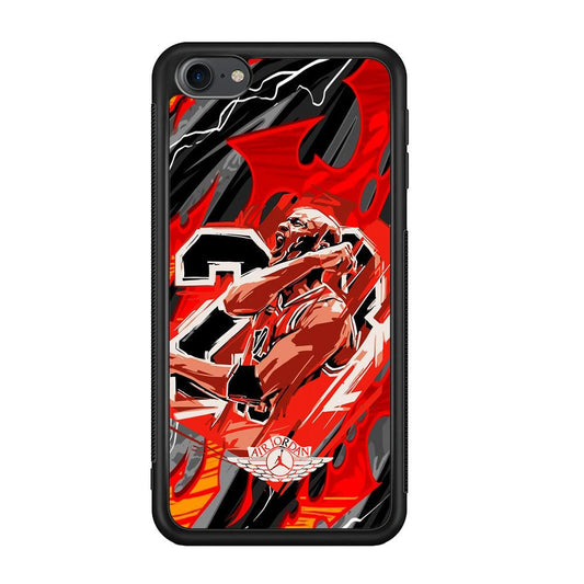 Air Jordan Flaming Spirit iPod Touch 6 Case-Rubber Black (2D Case)-Oxvistore