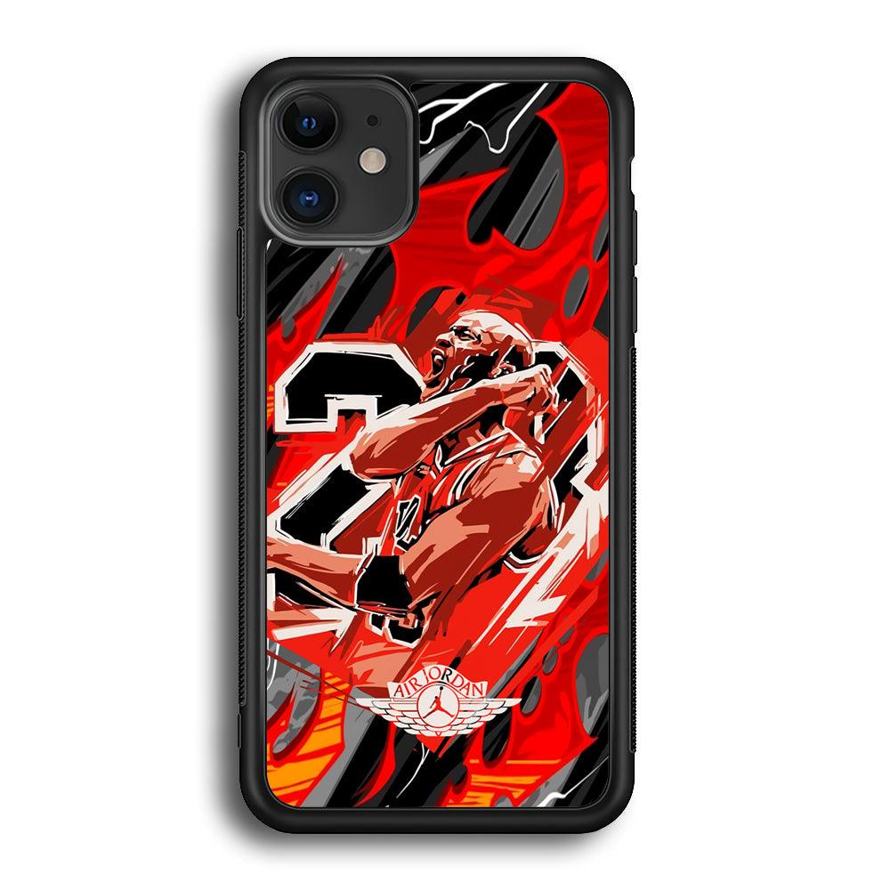 Air Jordan Flaming Spirit iPhone 11 Case-Rubber Black (2D Case)-Oxvistore