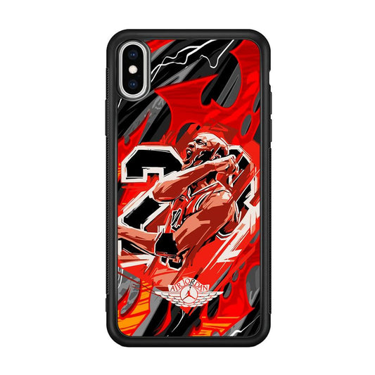 Air Jordan Flaming Spirit iPhone Xs Max Case-Rubber Black (2D Case)-Oxvistore