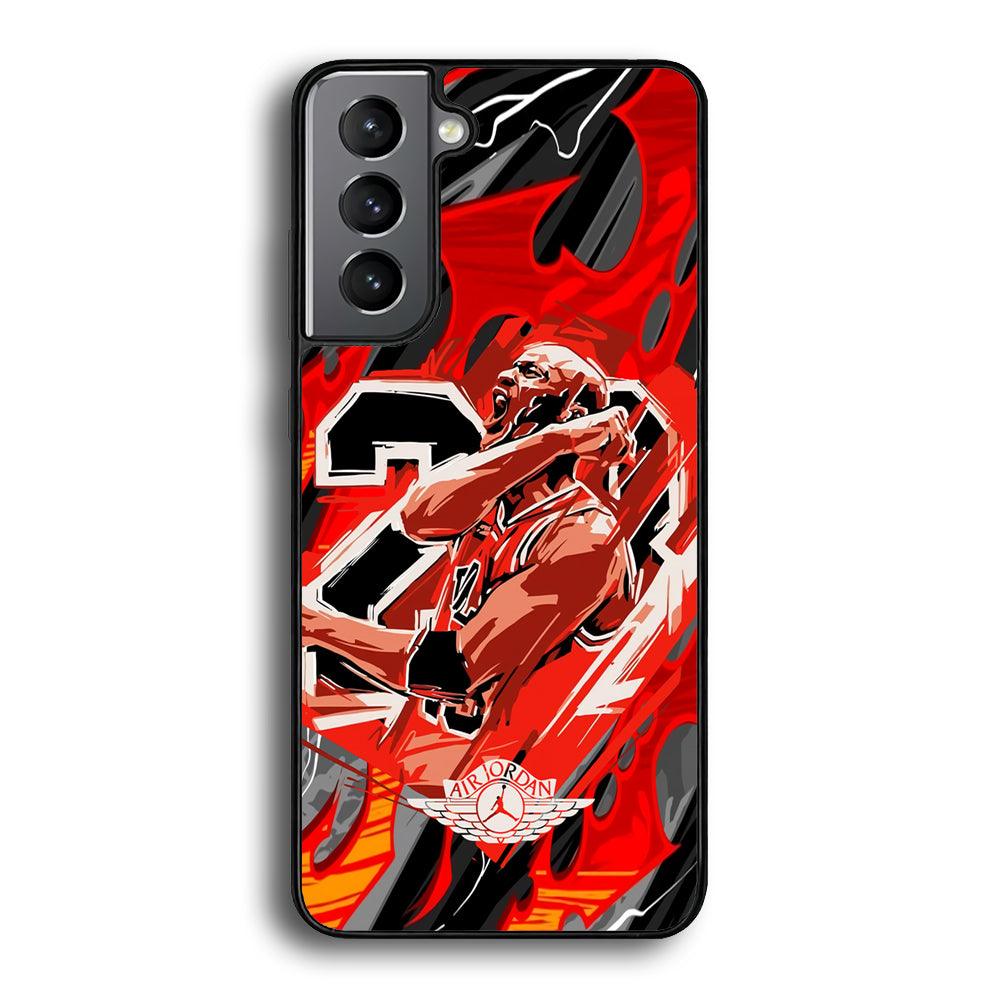 Air Jordan Flaming Spirit Samsung Galaxy S22 Plus Case-Rubber Black (2D Case)-Oxvistore