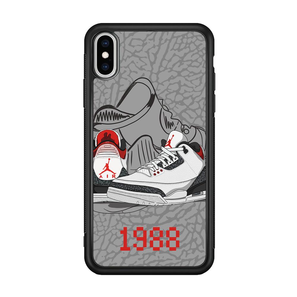 Air Jordan From The Past iPhone XS Case-Rubber Black (2D Case)-Oxvistore