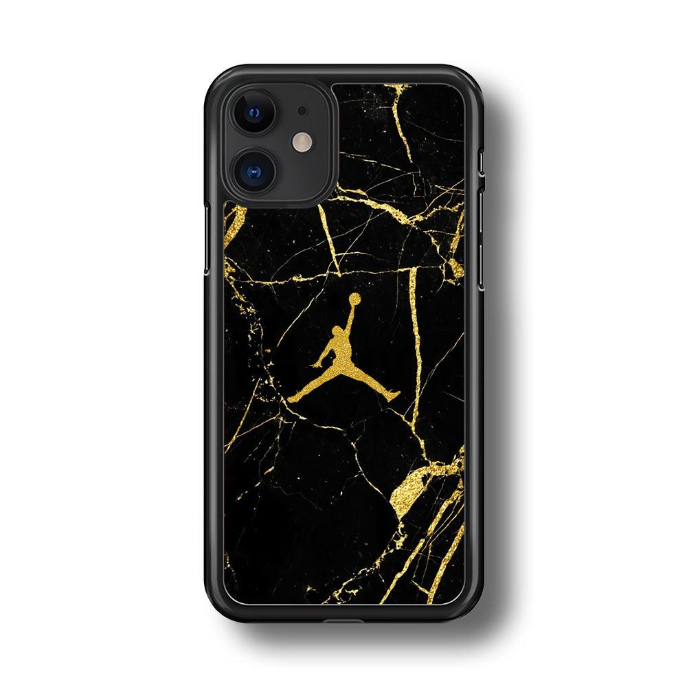 Air Jordan Golden Root Marble iPhone 11 Case-Rubber Black (2D Case)-Oxvistore
