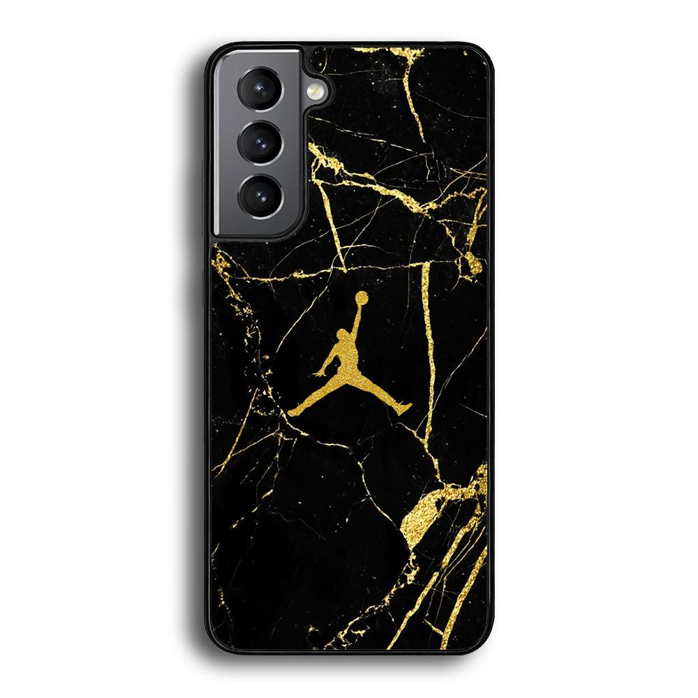 Air Jordan Golden Root Marble Samsung Galaxy S23 Plus Case-Rubber Black (2D Case)-Oxvistore